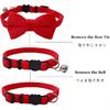 Cat Collar Breakaway with Bell and Removable Bow Tie Safety Buckle Velvet Adjustable 7-11 inches for Kitten Cats (Red)