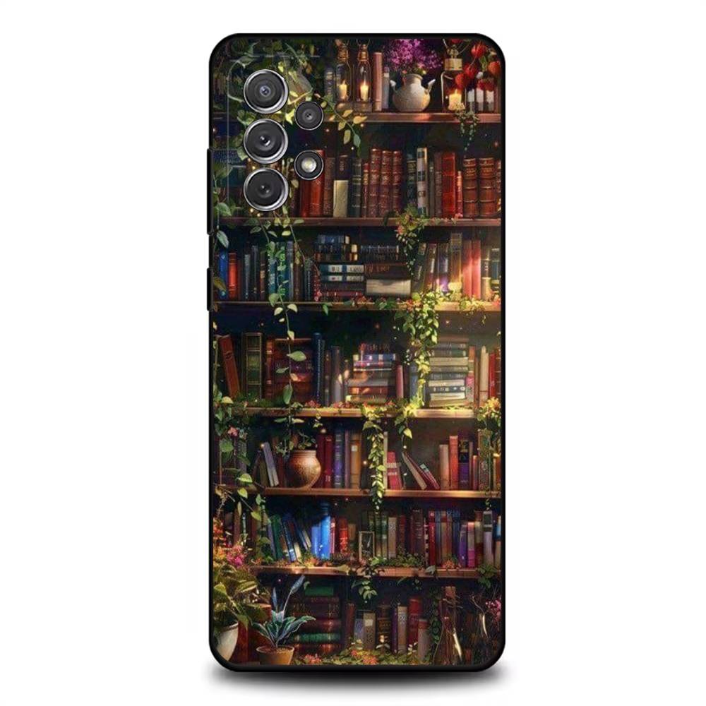 

Creative Bookshelf Phone Case For Samsung S25,S24,S21,S22,S23,S30,Ultra,S20,Plus,Fe,Lite,Note,10,9,5G Black Cover Samsung S20fe
