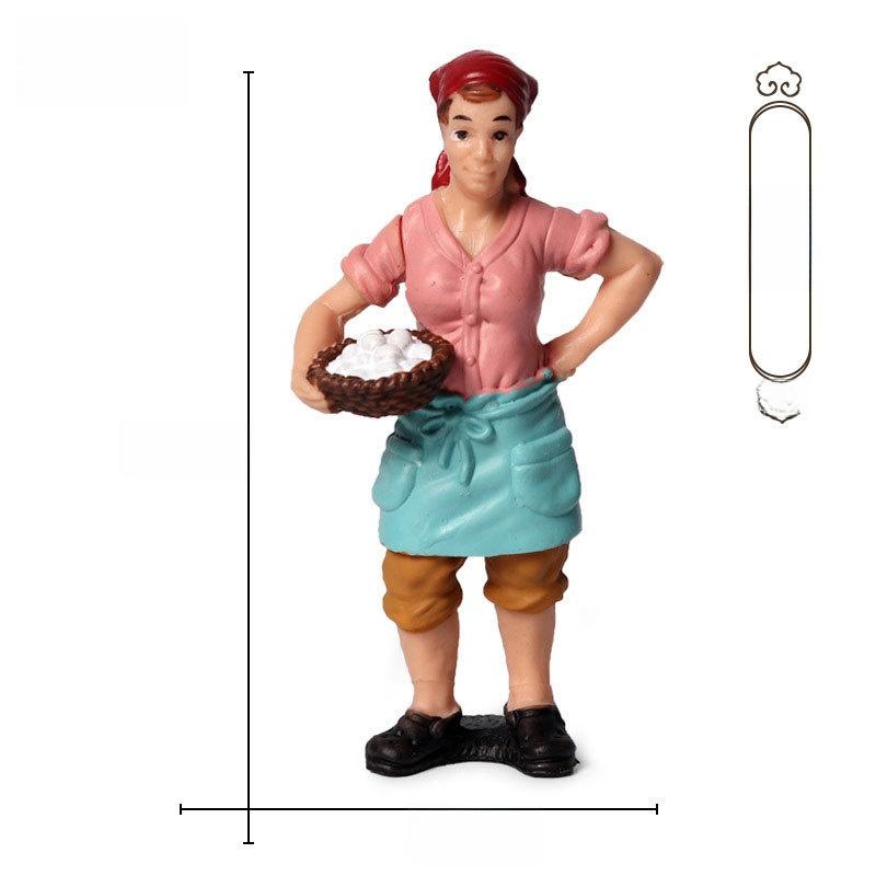 Farm Pasture Simulation Plastic Doll Model Ornament Farmer Worker Animal Woman