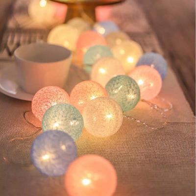 LED Cotton Ball String Lights - 20 Bulbs, Battery Powered, Ideal for Room Decor or Children's Tent Lighting