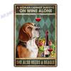 Mfoever Tin Sign Vintage Beagle Dog Coffee Tea Metal Tin Sign Set Retro Funny Pet Wall Art Decor for Home Kitchen Bar Rustic Iron Painting Plaque