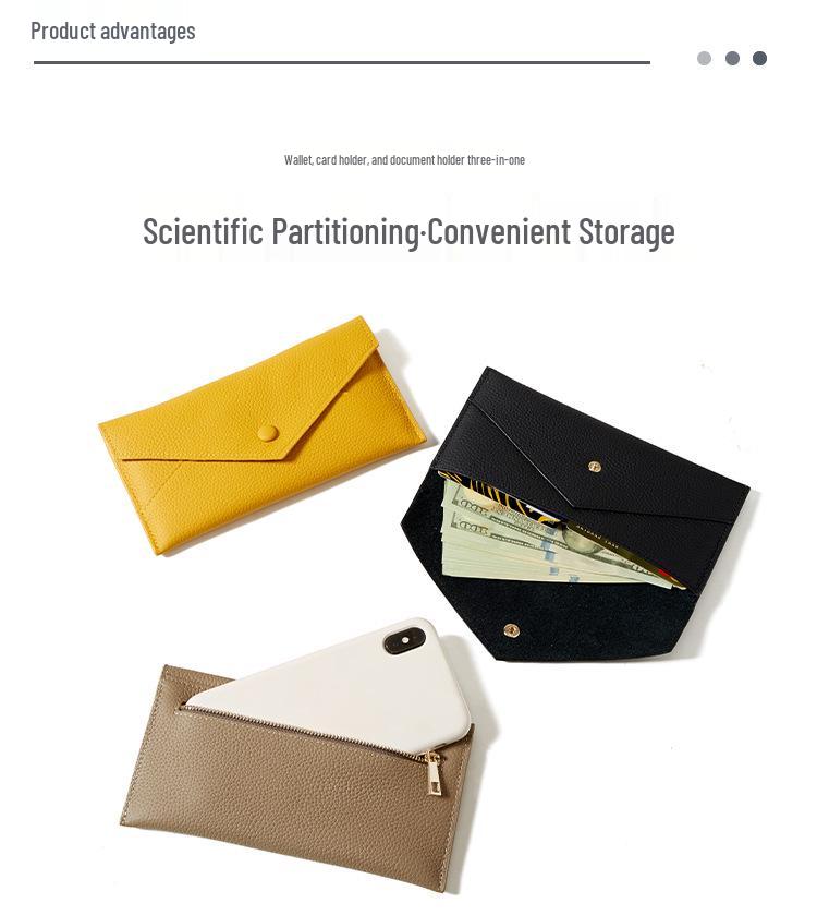 Genuine Leather Women's Thin Envelope Clutch & Phone Holder