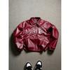 Jachetă supradimensionată din piele PU pentru bărbați cu literă Îmbrăcăminte exterioară casual Toamnă Streetwear