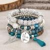 European American Fashion Bohemian Layered Beaded Bracelets Elastic Ethnic Bracelets for Women Female Bangle Bracelet