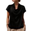 Damen Kurzarmblusen Satin Schalkragen Design Kurzarmblusen für Damen Lockerer Schnitt Damen Kurzarmoberteile für den täglichen Gebrauch