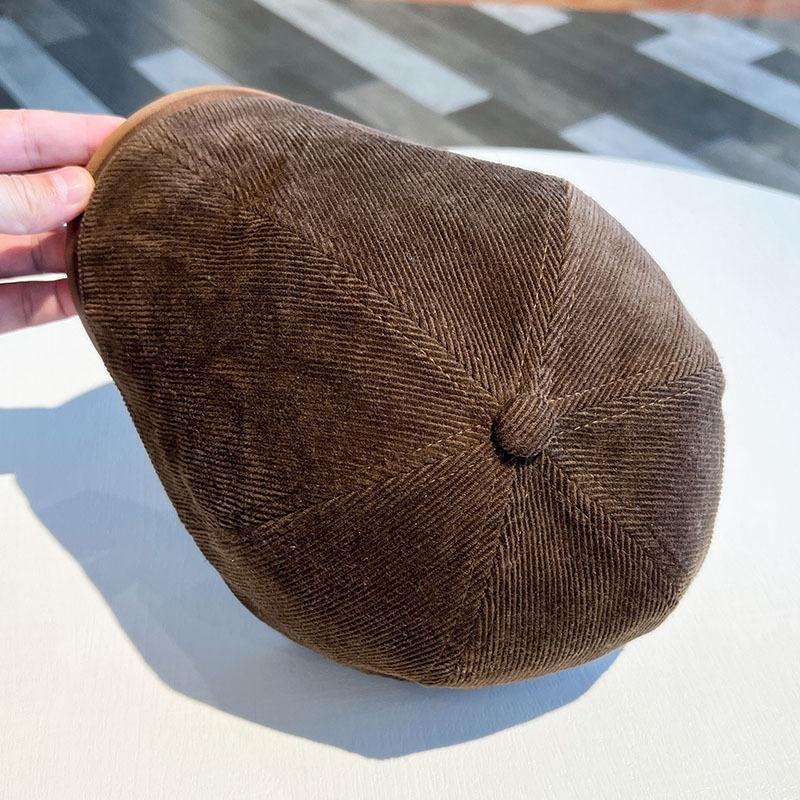 Fashion Retro Corduroy Newsboy Cap Unisex Large Head Size Warm Hat