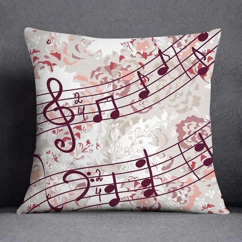 Musical Note Guitar Series Pattern Home Decoration Pillow Case Square Office Cushion Cover