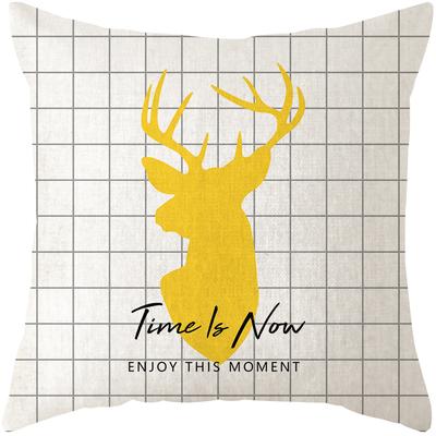 Nordic Yellow Gray Geometric Pillow Cover Home Decorative Pillows Geometry Deer Linen Pillow Case Cushion Cover Cojines Almofada