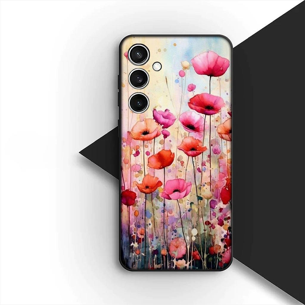 Cover for Xiaomi Redmi Note 12 11 10 A3 Pro 10A 10C 12C Note12 5G 4G Casing Silicone Phone Case Poppy Flower Bloom Rose