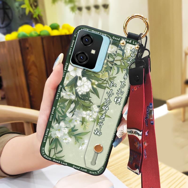 Dirt-resistant Anti-dust Phone Case For Blackview Oscal C70 Soft Case Wristband Fashion Lanyard Durable Chinese Style