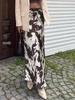 2025 Autumn/Winter Women's Satin Print Long Skirt - Slimming Imitation Silk