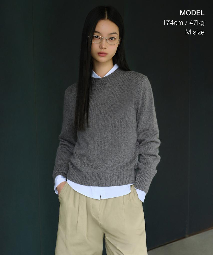 MUSINSA STANDARD WOMAN Women'S Angora Blend Crew Neck Knit [Medium Grey]