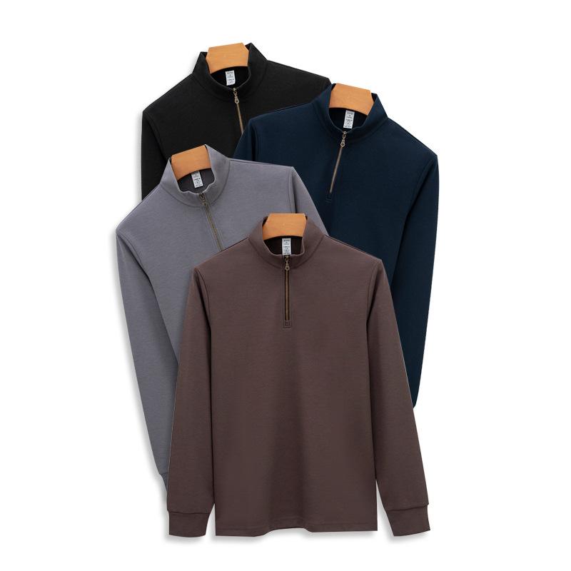 

High-end Machine-washable Cardigan Men s Sweatshirt 260g Long-sleeved Outer Bottoming Shirt Half Zipper Pullover Sports Sweater XXXXL