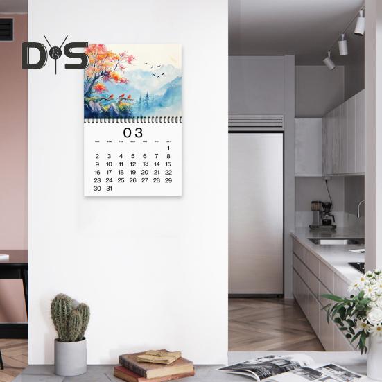 

Календарь с птицами на 2025 год. Художественный настенный календарь с птицами. Планировщик на месяц. Органайзер для управления временем для домашнего офиса. A