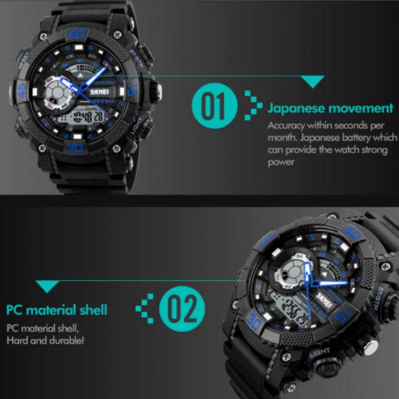 Mens Watches Top Brand Luxury Military 50M Waterproof Digital Analog