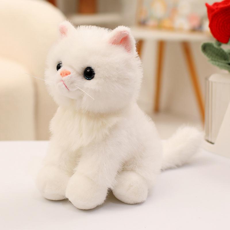 Cute simulated sitting kitten doll plush toy white cat cow cat doll girl rag doll
