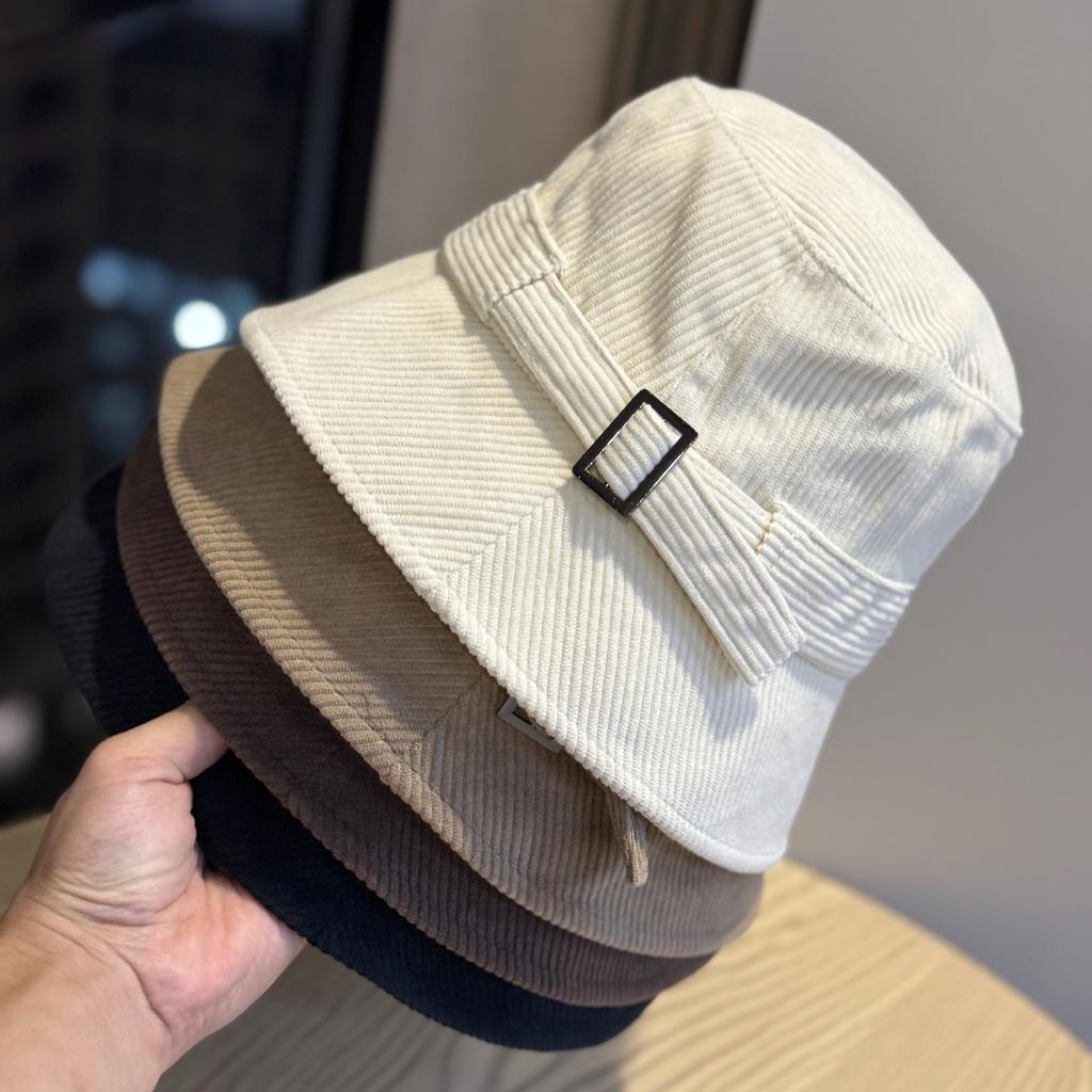 Autumn and Winter Corduroy Casual Versatile Face Showing Small New Women's Basin Hat Elegant Outdoor Travel
