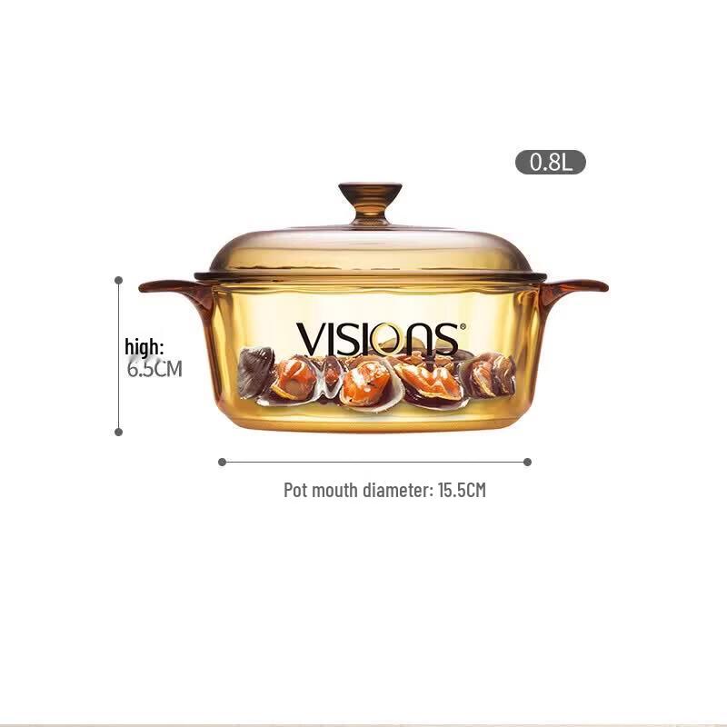 VISIONS Corning 0.8L Transparent Glass Cookpot
