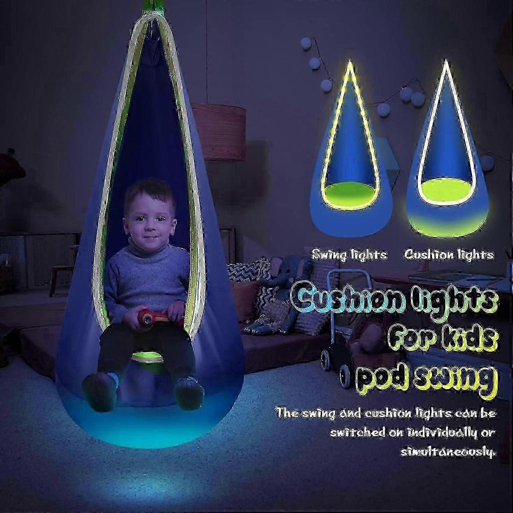 Amaca Sospesa Sensoriale con Illuminazione a LED e Cuscino Gonfiabile per Bambini, per Interni/Esterni, Lettura e Relax, Comoda Sedia a Dondolo