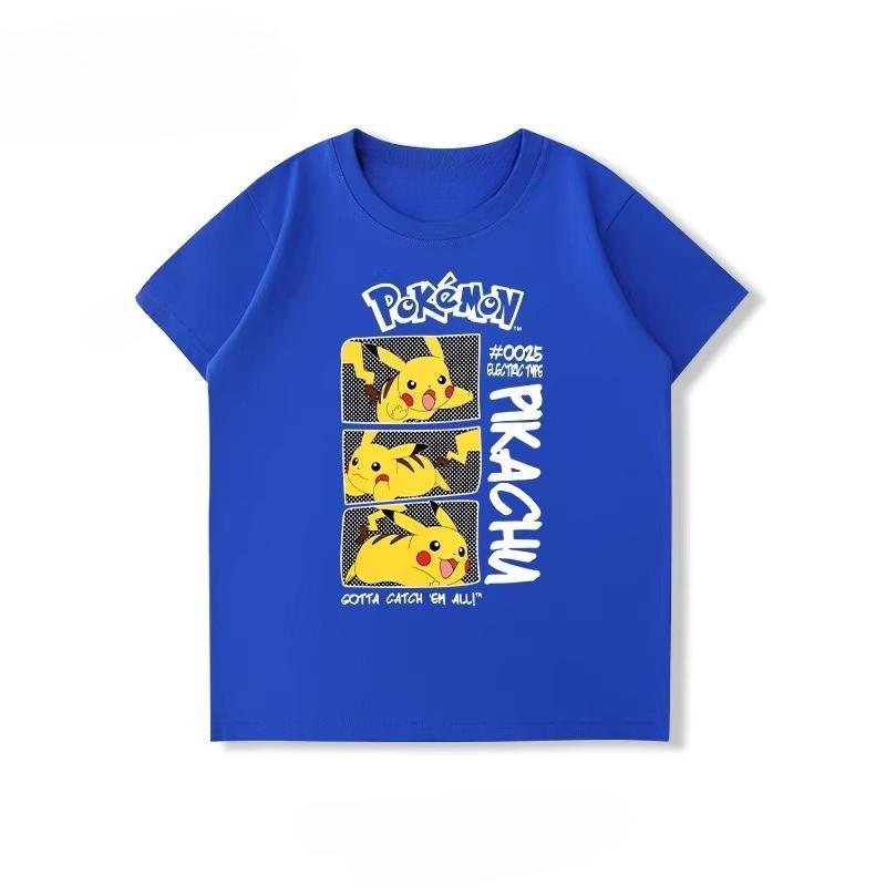 Potdemiel  New Summer Style Pure Cotton Childrens TShirts Pikachu Print Unisex Size Comfortable and Breathable