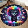 PunkLittleBeast Runder Teppich, Teppich für Wohnzimmer, Schlafzimmer, Sofa, Spielzimmer Dekor, Rutschfeste Fußmatte