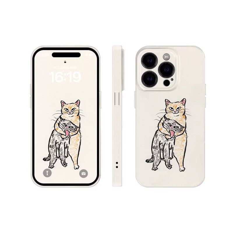 Funny Cat Full Covered Phone Case for iPhone 17 ProMax 16 15 Plus 14 13 Mini 12 11 Pro Max Plus Air Case iPhone17 Pro Max