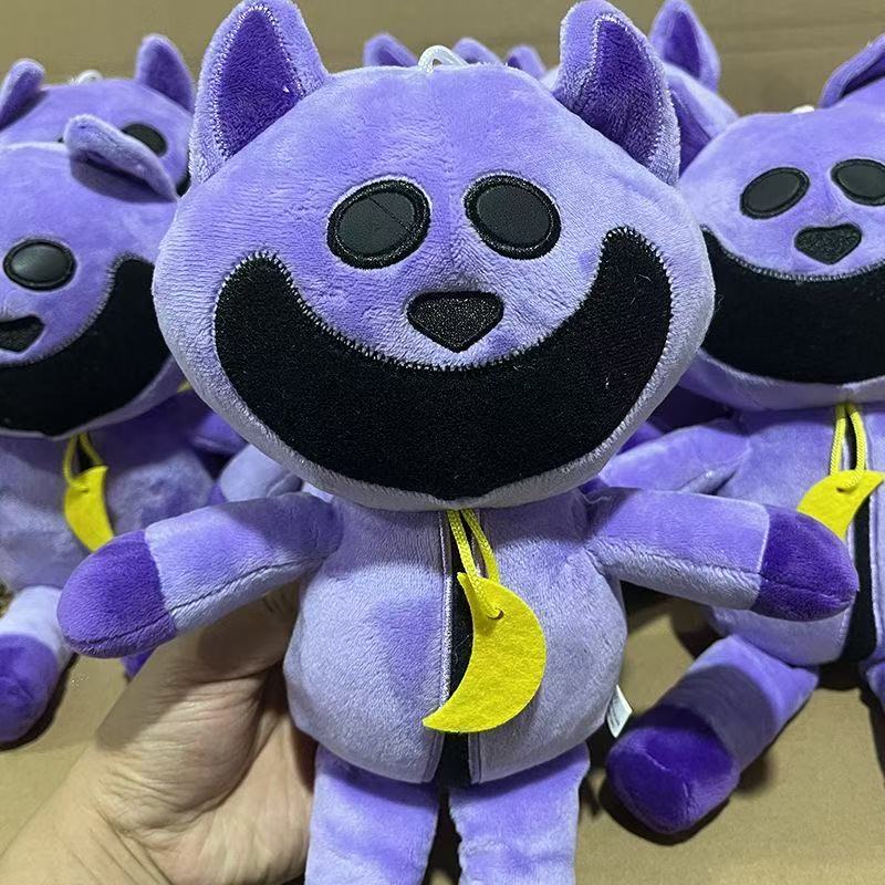 Cartoon big-mouthed purple cat plush toy children's stuffed animal gift