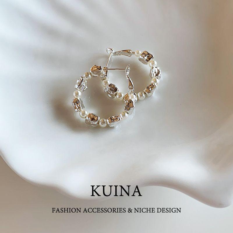

Spring and Summer New Best Selling Fancy Elegant Earrings Niche Style Unique Ear Clip Ear Rings Small Pieces of Silver Pearl Earrings Circle As Shown in Pictures