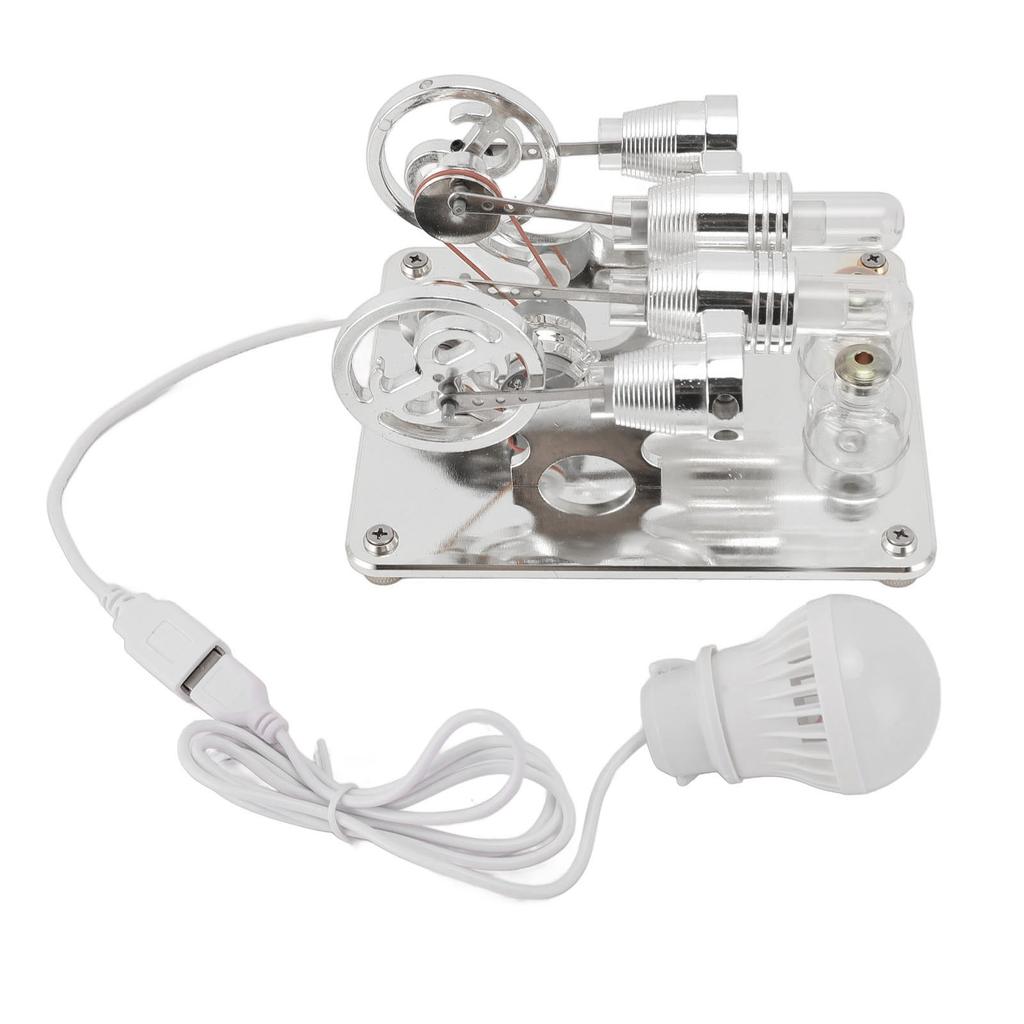 4 Cylinder Hot Air Stirling Engine DIY High Hardness LED Light Stirling Engine for Kids Students