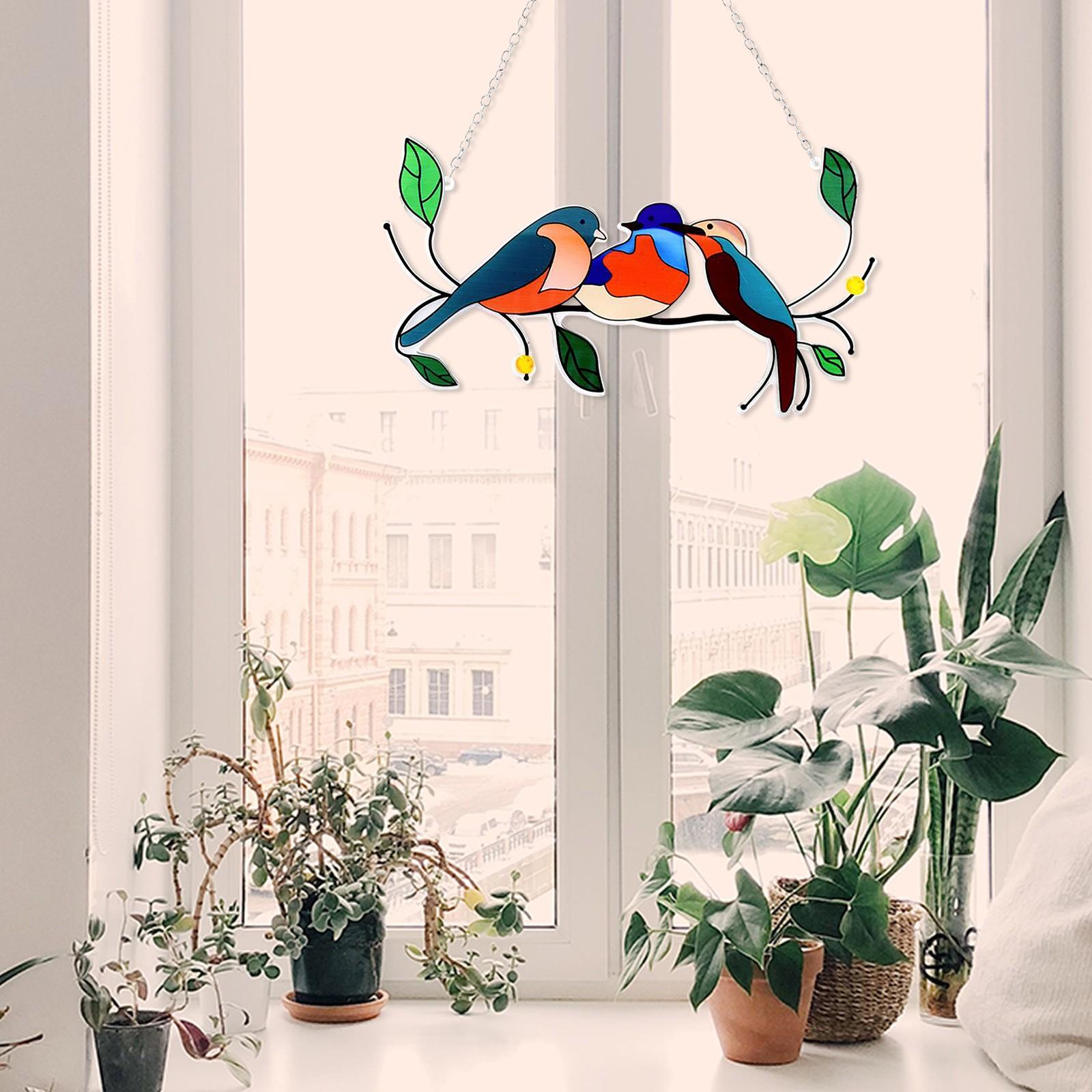 Креативные и новые красочные акриловые подвесные украшения для окон с птицами One Size — фото 4