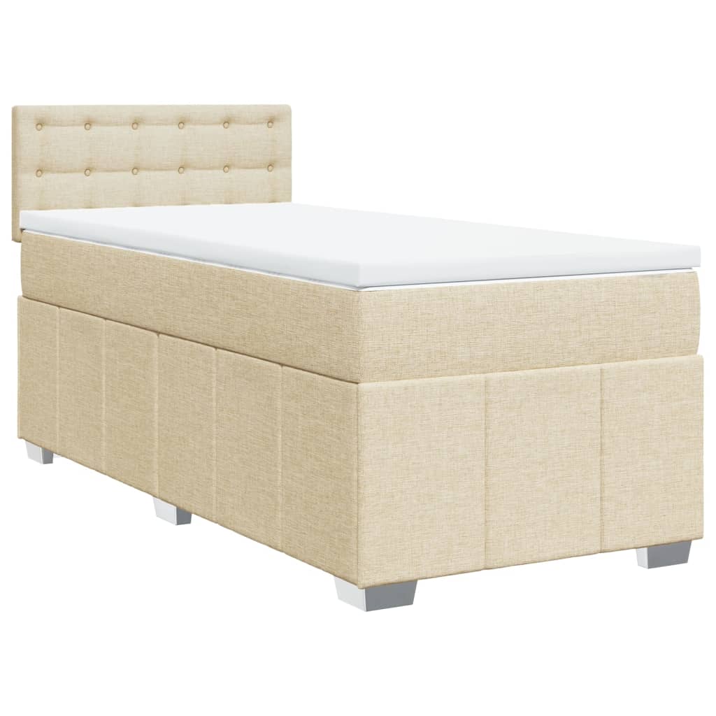 Box Spring Bed with Mattress Cream 100x200 cm Fabric