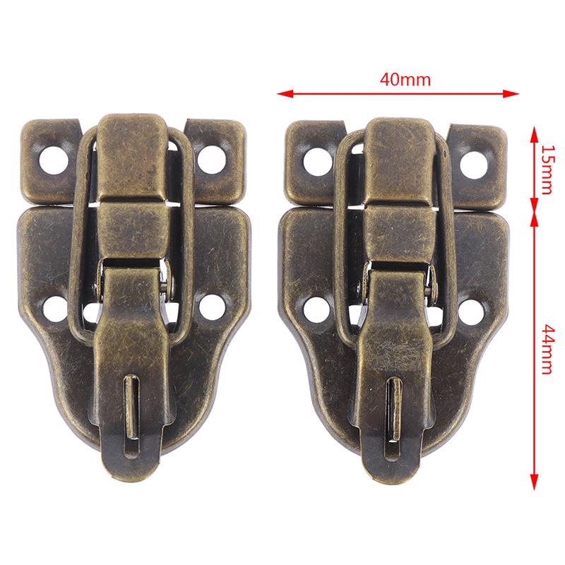 2Pcs Jewelry Chest Box Antique Metal Buckle Suitcase Case Toggle Lock Hasp Latch