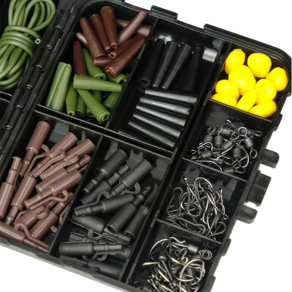 272Pcs Carp Fishing Kit Assorted Carp Fishing Tackles Fishing Hooks Clips Quick Change Swivels Boilie Stops Corn Fishing Line Beads