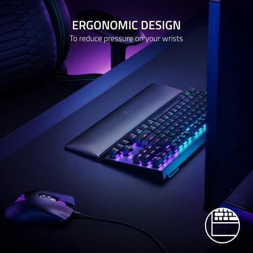 Razer Ergonomic Wrist Rest for Tenkeyless Keyboard Plush Leatherette Memory Foam Cushion Non-slip Rubber Feet