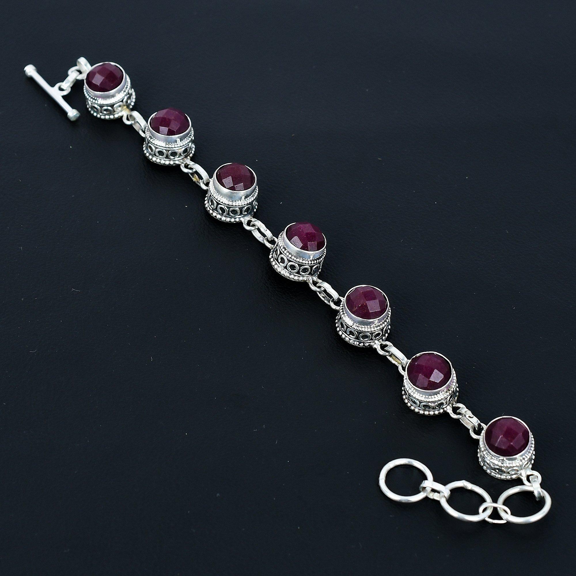 

Красивый рубиновый браслет Браслет из стерлингового серебра 925 пробы Браслет с регулируемой цепочкой Браслет ручной работы в стиле бохо Ювелирные изделия с рубином Подарки на помолвку 8 красный