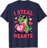 Funny Dino Holding Heart I Steal 67 Hearts Valentines Unisex T-Shirt