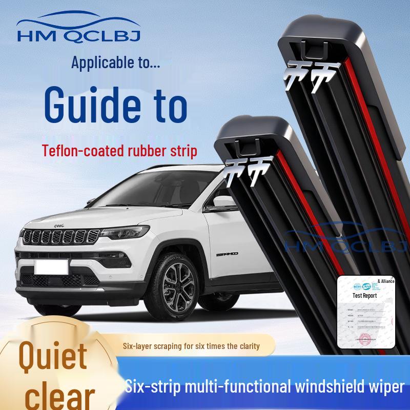 Frameless Universal Wiper Blade for JEEP Compass – Multifunctional 6-Layer Double Strip Jeep 2500/2000-2023 (U-hook)