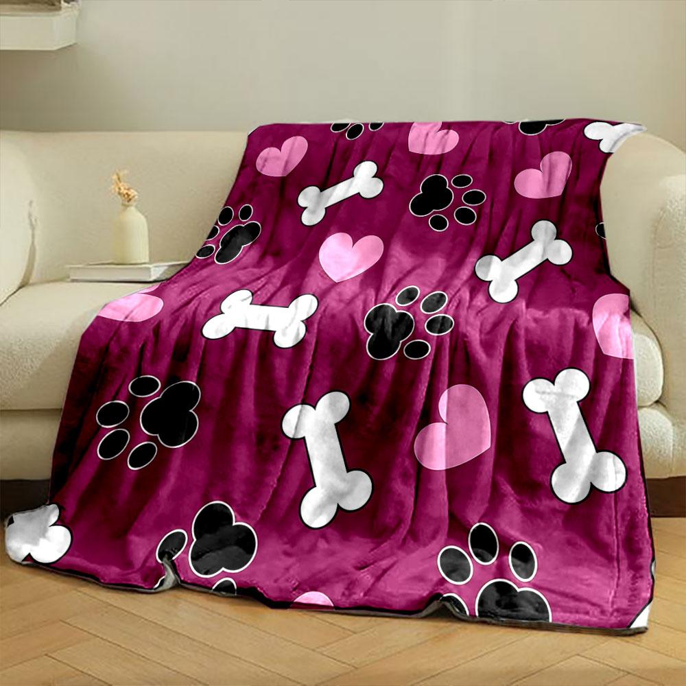 Paws and Hearts Pattern Blanket print blanket soft and cozy perfect for the living room bed sofa or a nap,gift