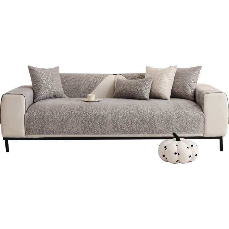 Solid Color High-Grade Sofa Cushion Four Seasons Universal Non-Slip Seat Cushions Leather Sofa Cover Full Covered Cloth
