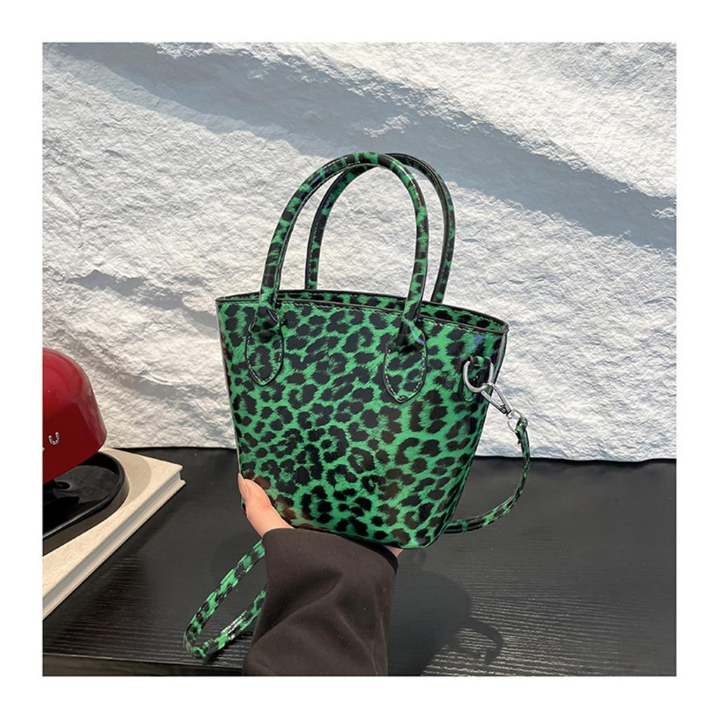 Fashion Trend Leopard Personality Texture Simple Style Crossbody Shoulder Handbag Bucket Bag Female