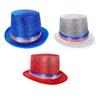 Colorful Silk Camlet Hat for Stage Performances Glitters Hat Carnivals Tall Hat for Masquerade Party Independence Day