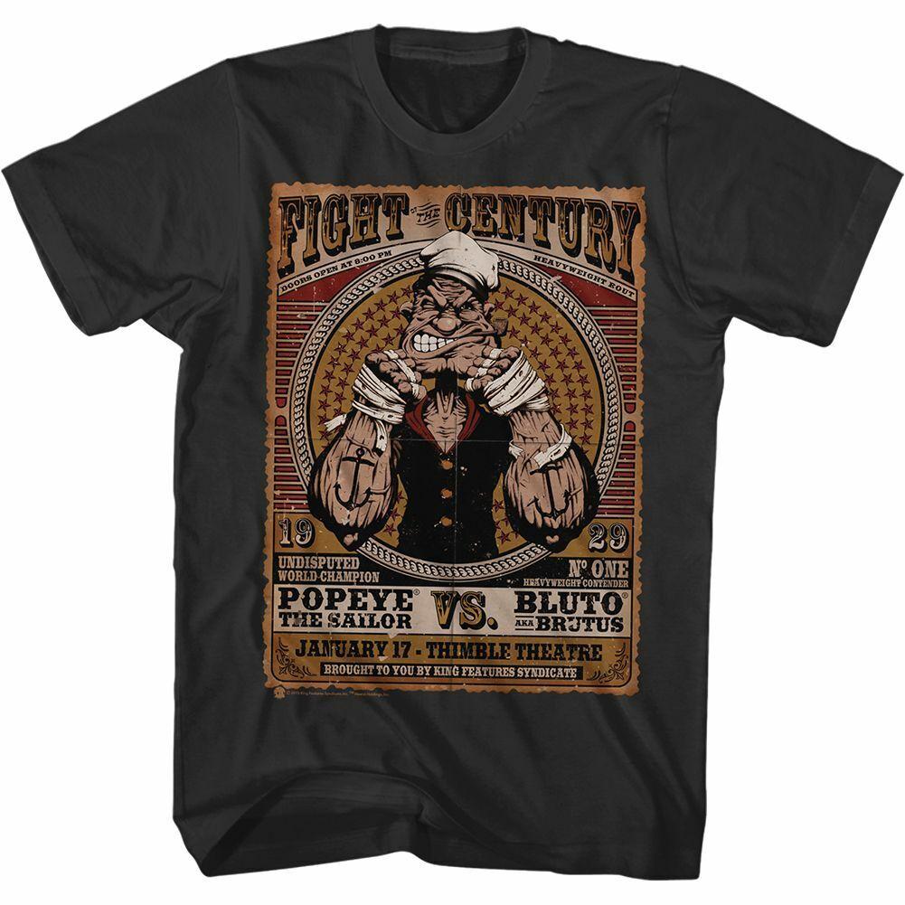 Popeye Fight Of The Century Black Adult T-Shirt Mens Womens Tees Top 3XL