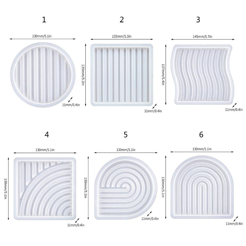 Striped Coaster Silicone Molds for Resin Casting Arch Door Coaster Tray Molds Epoxy Casting DIY Craft Cup Mat Resin Mold