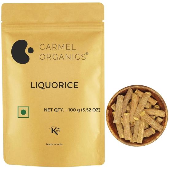 

CARMEL ORGANICS Лакрица(Мулети) Корень Целый (100 грамм) | Яштимадху для вашего здоровья| Солодка голая| Без добавления консервантов 100GM