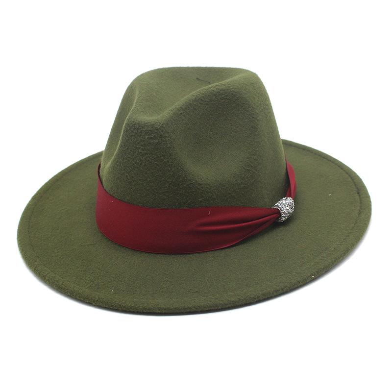 New Fashion Women Men Wide Brim Felt Jazz Fedora Hats Solid Color Party Trilby Wedding Hat Autumn Winter Hats 56-58-60CM