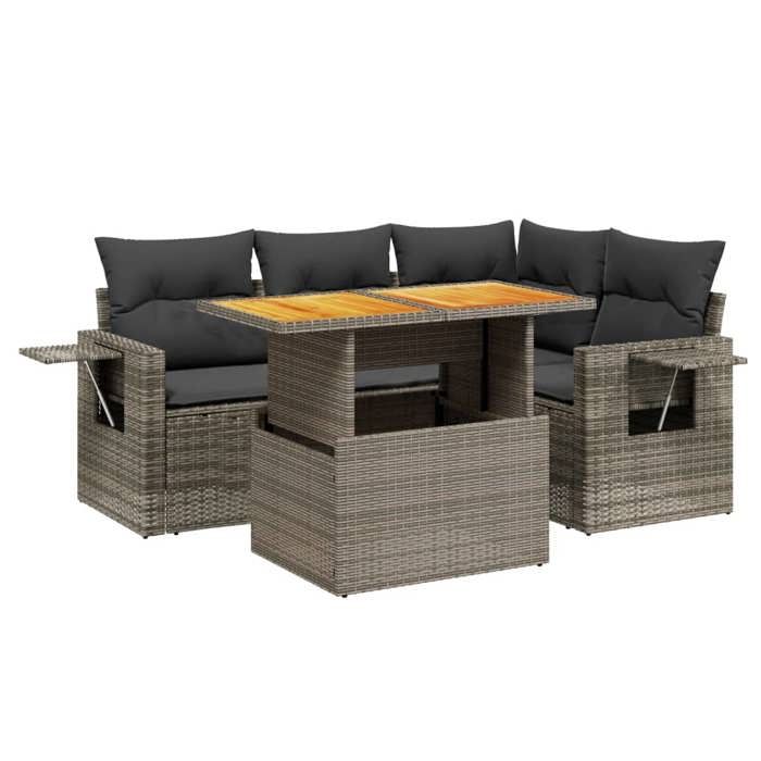 VidaXL Garden Lounge Set with Cushions 5 Pcs, Patio Sofas, Patio Furniture Set, Outdoor Furniture, Grey 3271739