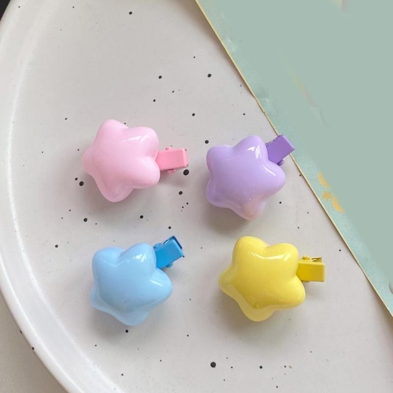Y2k 90s Aesthetic Candy Color Star Hairpin for Woman Cute Duckbill Hair Clip