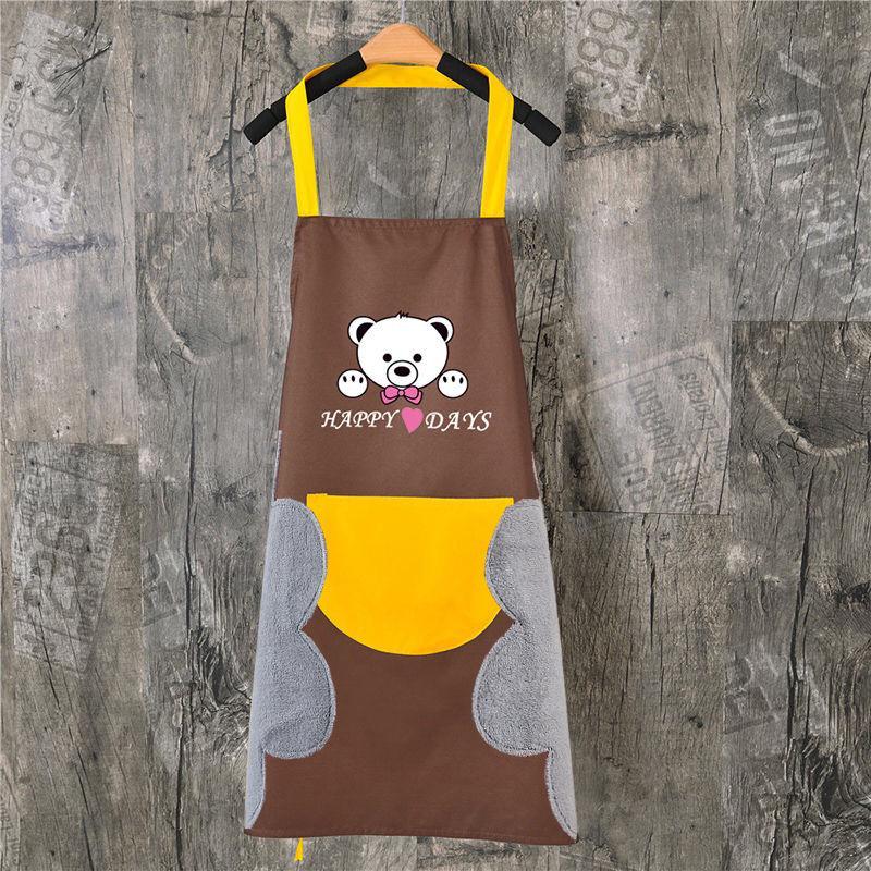 Hand Towel Apron Waterproof Stain Home Kitchen Cooking Waist Korean Creative Cute Bear Hanging Neck Towel Apron Oversleeve