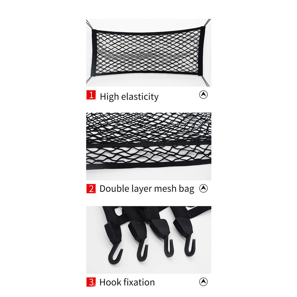 Auto Rear Trunk Stretchable Cargo Net Organizer Mesh Multiple Purpose Storage Luggage Net with Hook for Vehicles Pickup
