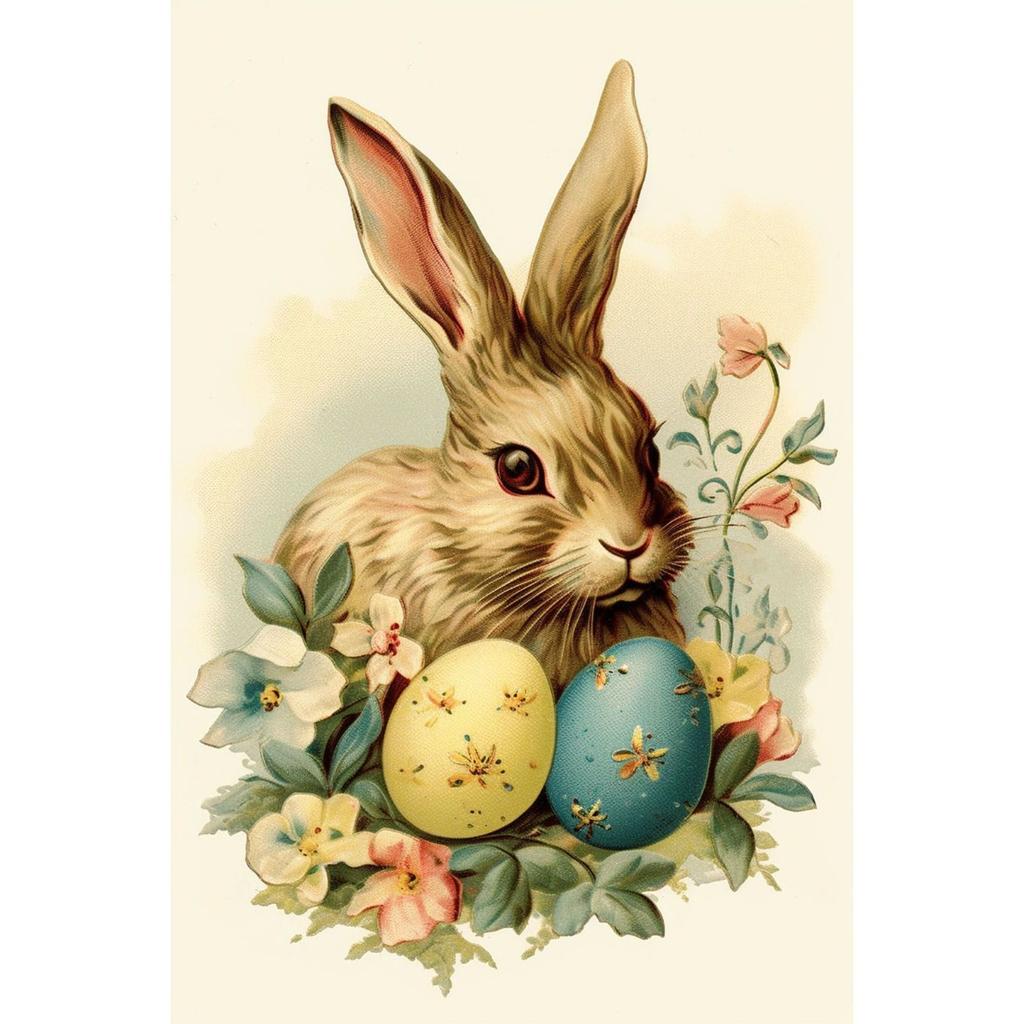 Easter Metal Wall Art Decor Vintage Cartoon Bunny Rabbit Rustic Tin Sign Home